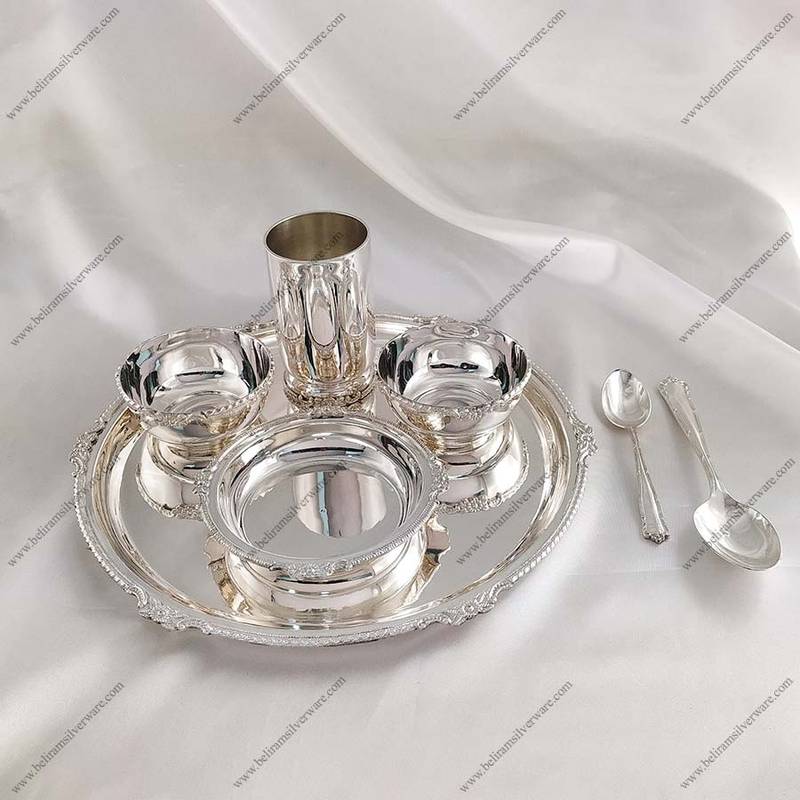 Braided Border Silver Dinner Set