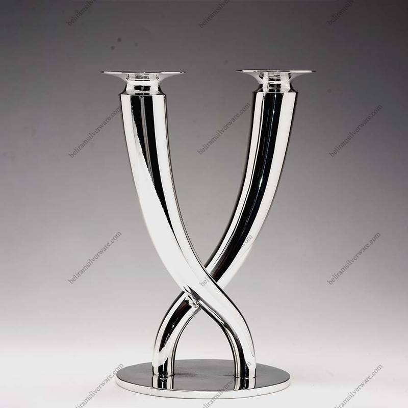 Twisted Silver Two-Arm Candlestick