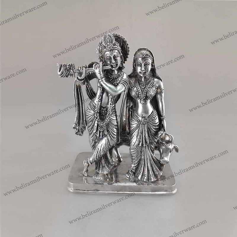 Radha Krishna Silver Idol