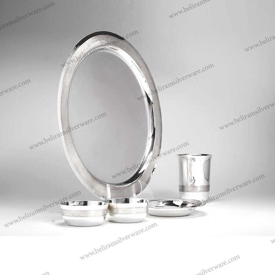 Dull Hammered Round Pure Silver Dinner Set
