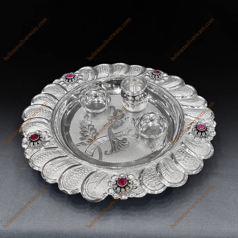 Blossom Silver Pooja Thali Set