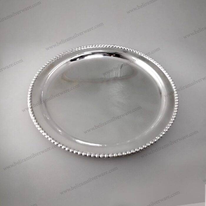 Beaded Rim Pure Silver Plate - Beliram Silverware