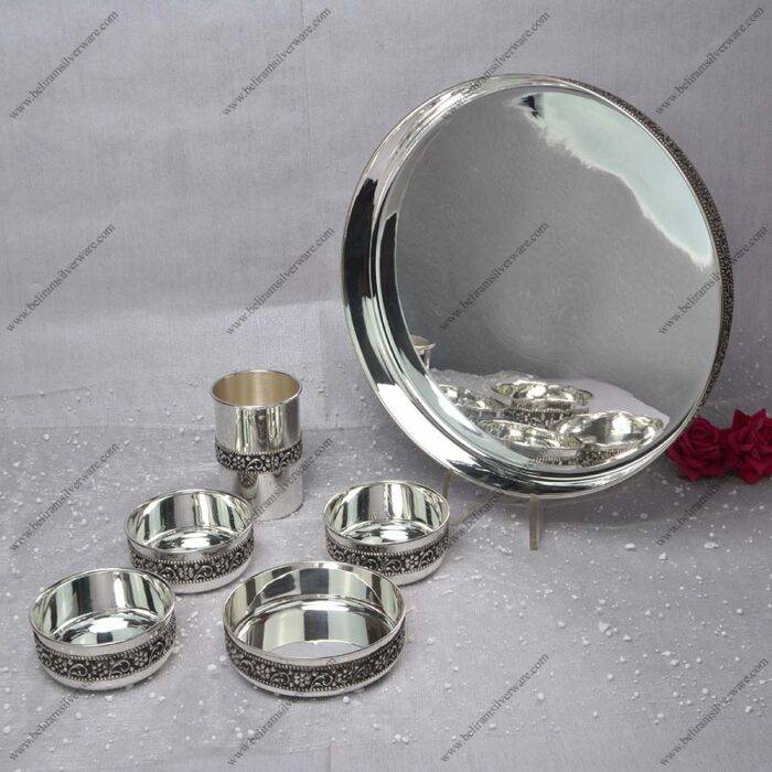 Nakshi Design Silver Thali Set