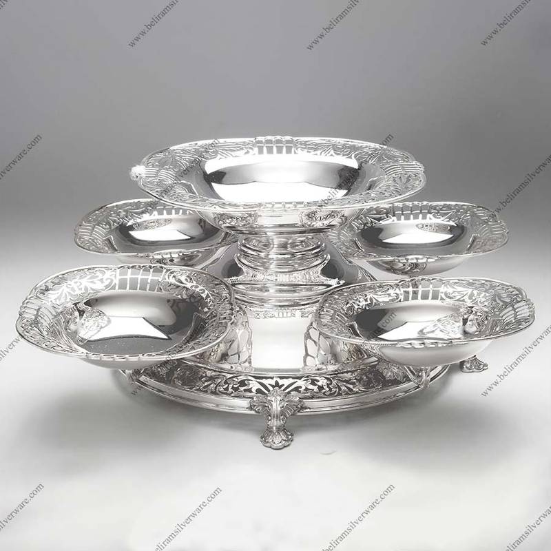 Cutwork Design Silver Bowl Centerpiece