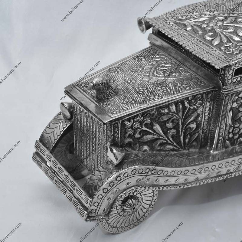 Vintage Car Nakshi Design Silver Box