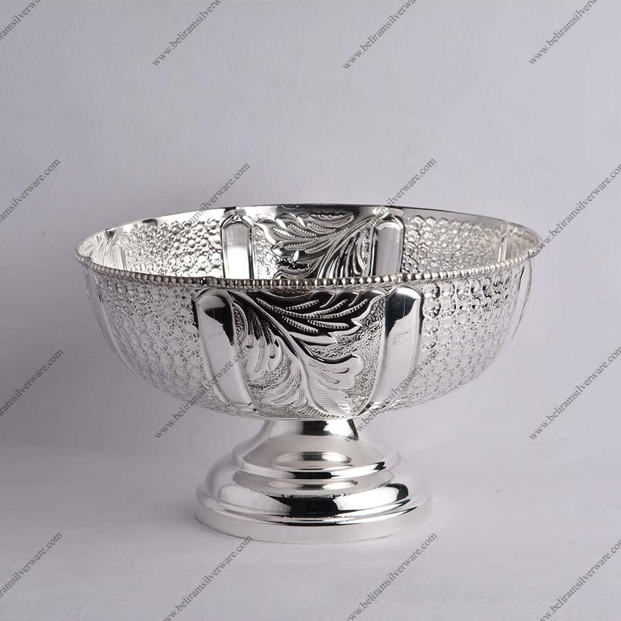 Flower Hammered Designer Silver Bowl