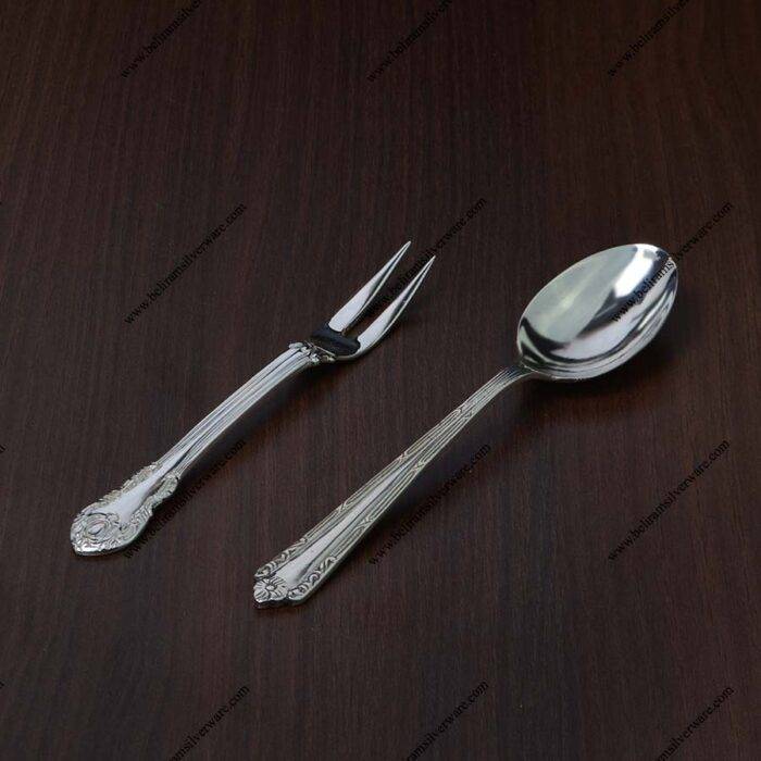 Nakshi Design Silver Fork & Spoon
