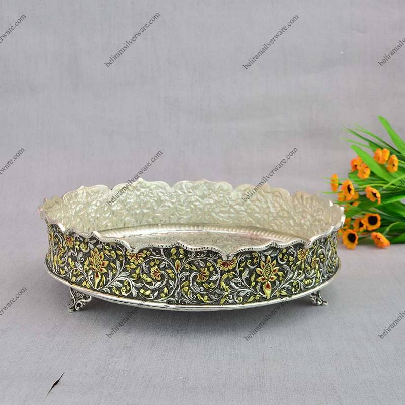 Colorful Nakshi Silver Urli