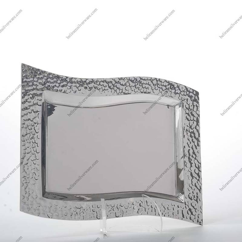 Dot Hammered Border Silver Platter