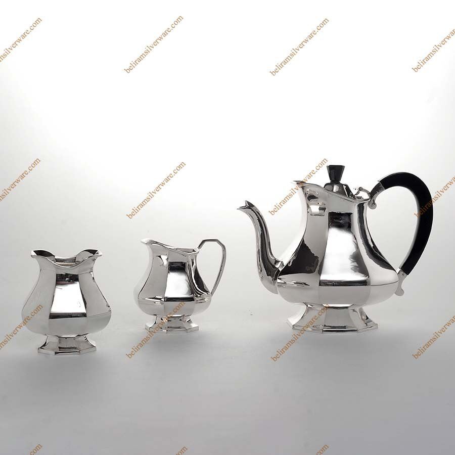Seamless Finish Fluted Silver Tea Set