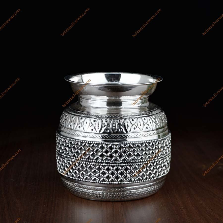 Nakshi Weave Design Silver Lota