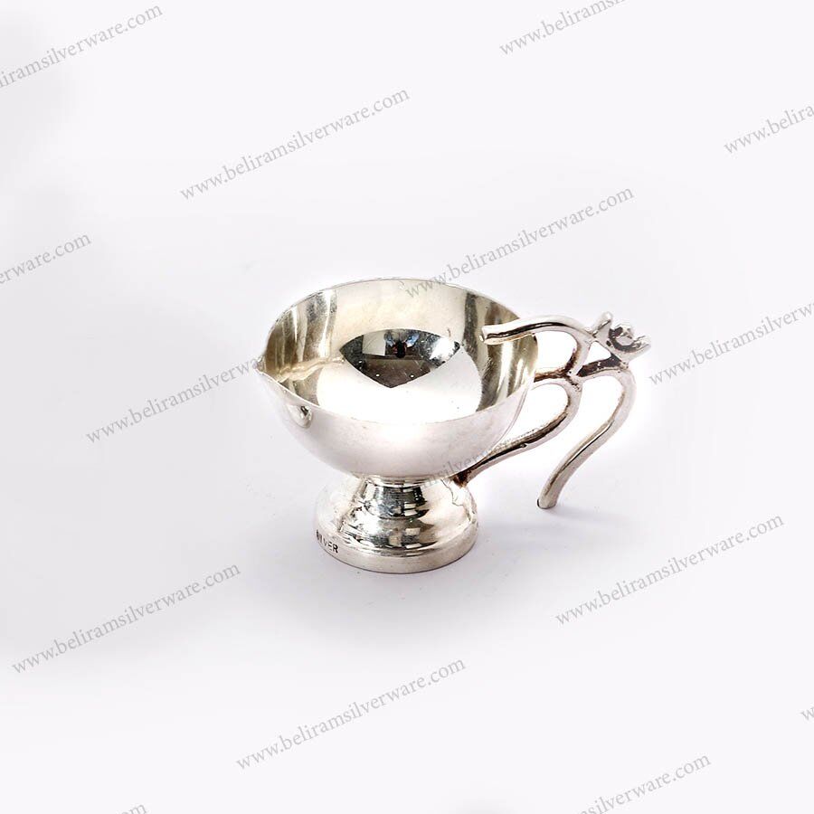 Om Handle Silver Diya